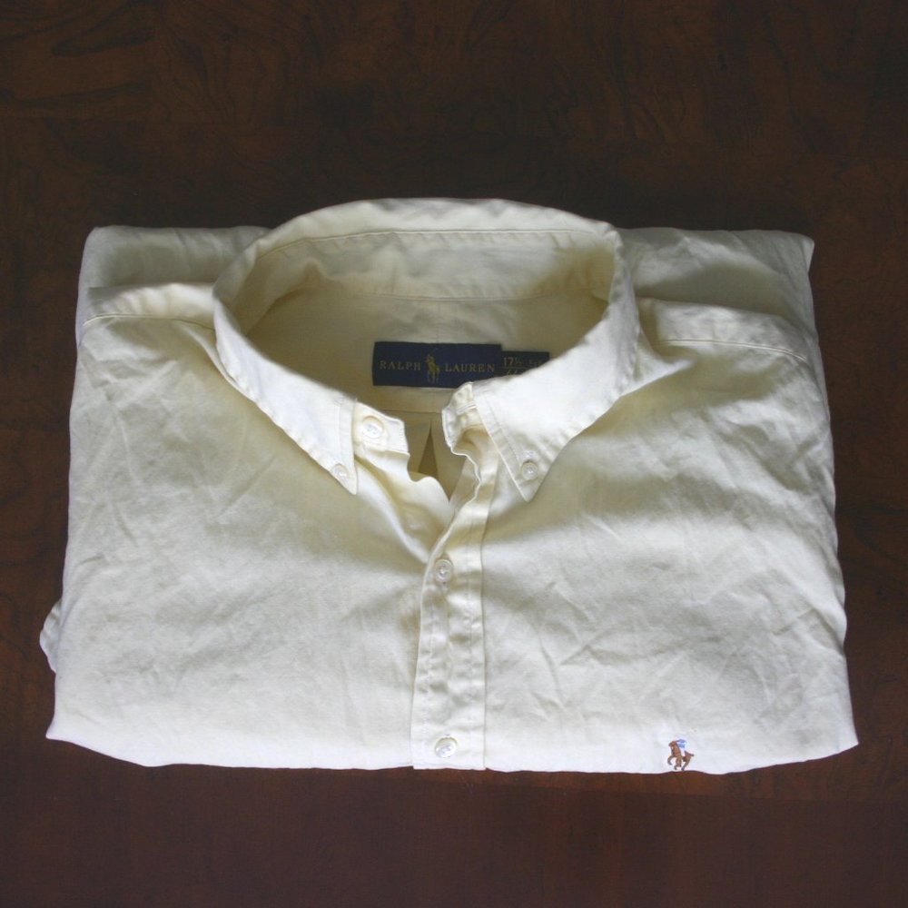 Ralph Lauren Pale Yellow Long-Sleeve Shirt XL 17.5